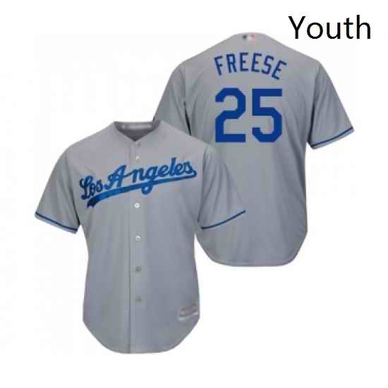 Youth Los Angeles Dodgers 25 David Freese Authentic Grey Road Cool Base Baseball Jersey